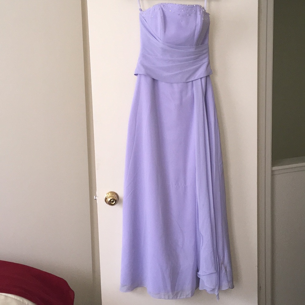 Raylia Designs Lilac Strapless Prom Dress